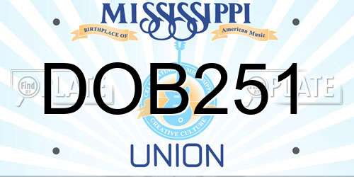 DOB251 Mississippi License Plate