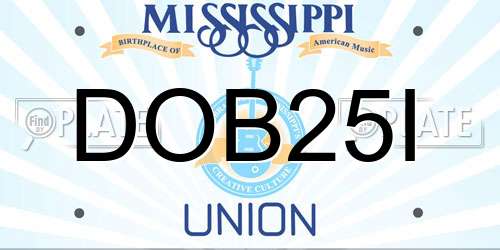 DOB25I Mississippi License Plate