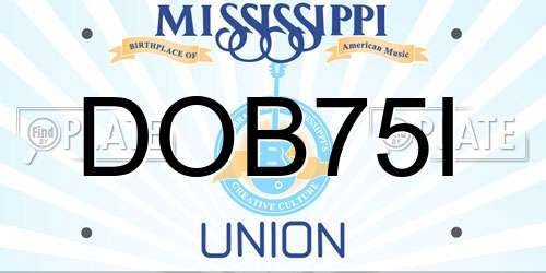 DOB75I Mississippi License Plate