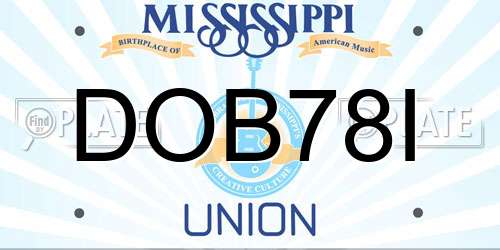 DOB78I Mississippi License Plate