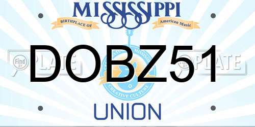 DOBZ51 Mississippi License Plate