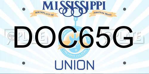 DOC65G Mississippi License Plate