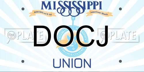 DOCJ Mississippi License Plate