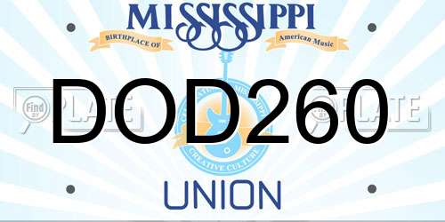DOD260 Mississippi License Plate