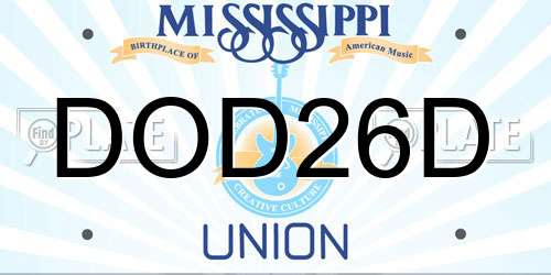 DOD26D Mississippi License Plate