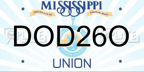 DOD26O Mississippi License Plate