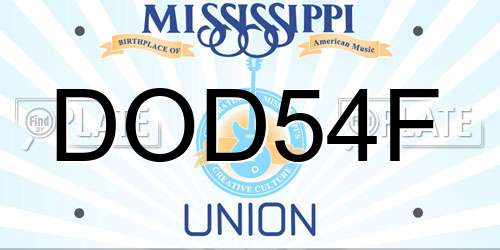 DOD54F Mississippi License Plate