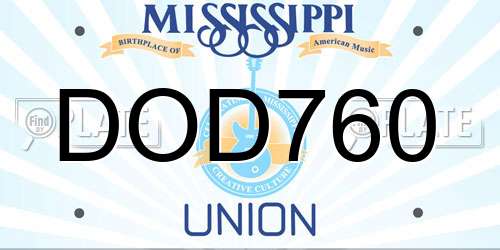 DOD760 Mississippi License Plate