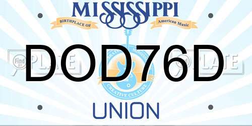 DOD76D Mississippi License Plate