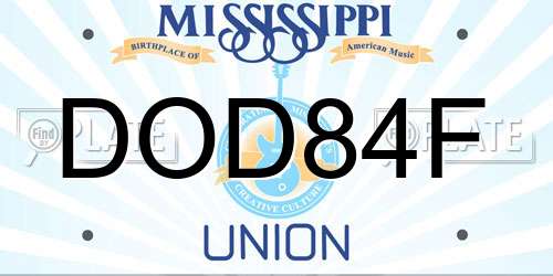 DOD84F Mississippi License Plate