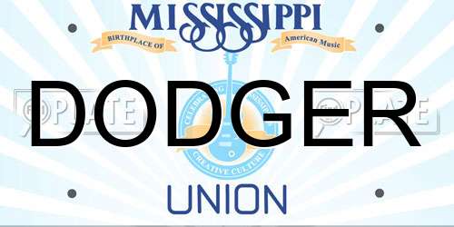 DODGER Mississippi License Plate