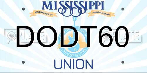 DODT60 Mississippi License Plate