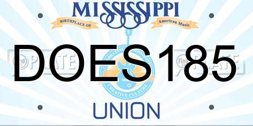 DOES185 Mississippi License Plate