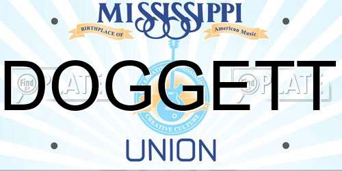 DOGGETT Mississippi License Plate