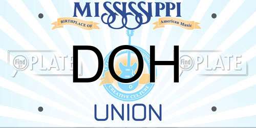 DOH Mississippi License Plate