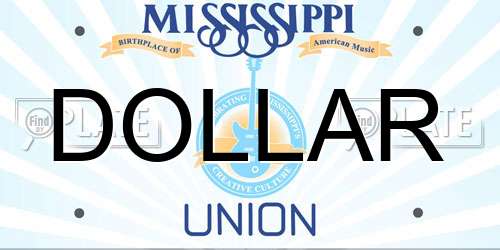 DOLLAR Mississippi License Plate