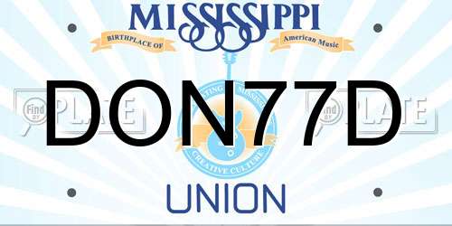 DON77D Mississippi License Plate