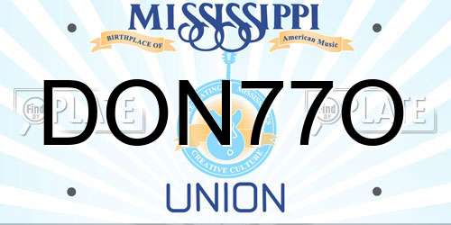 DON77O Mississippi License Plate