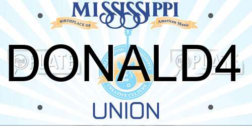 DONALD4 Mississippi License Plate