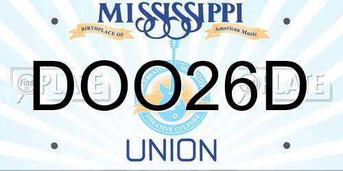 DOO26D Mississippi License Plate