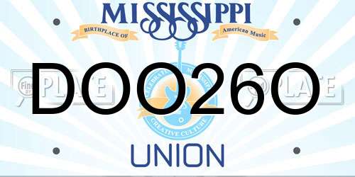 DOO26O Mississippi License Plate