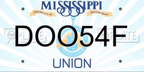 DOO54F Mississippi License Plate
