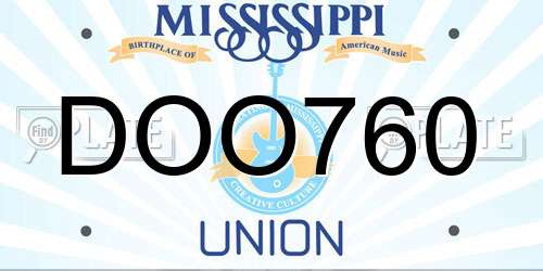 DOO760 Mississippi License Plate