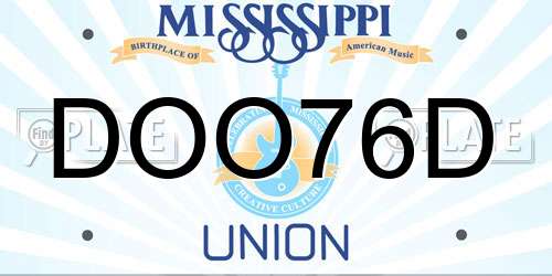 DOO76D Mississippi License Plate