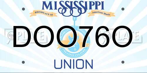 DOO76O Mississippi License Plate