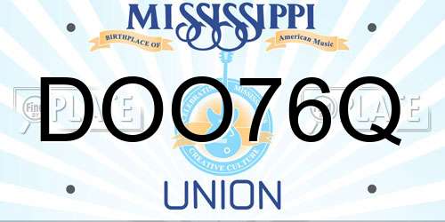 DOO76Q Mississippi License Plate