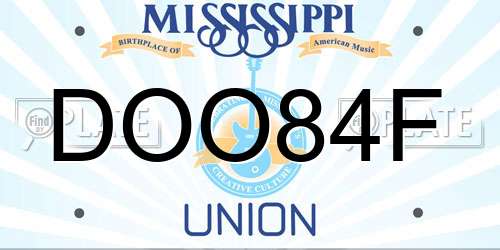 DOO84F Mississippi License Plate