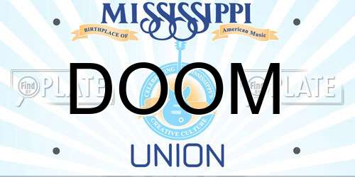 DOOM Mississippi License Plate
