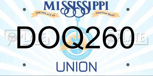 DOQ260 Mississippi License Plate