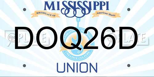 DOQ26D Mississippi License Plate