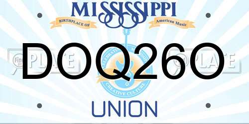 DOQ26O Mississippi License Plate