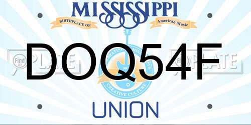 DOQ54F Mississippi License Plate