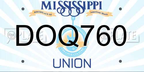 DOQ760 Mississippi License Plate