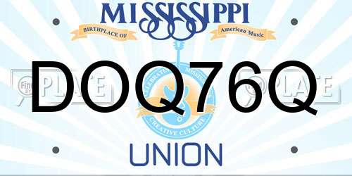 DOQ76Q Mississippi License Plate