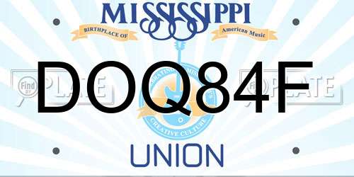 DOQ84F Mississippi License Plate