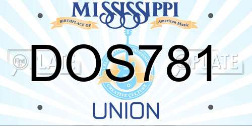 DOS781 Mississippi License Plate