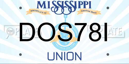 DOS78I Mississippi License Plate