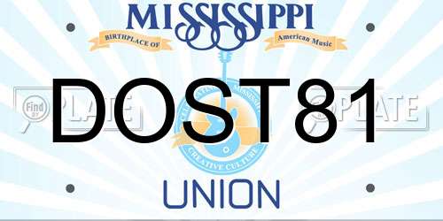 DOST81 Mississippi License Plate