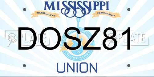 DOSZ81 Mississippi License Plate