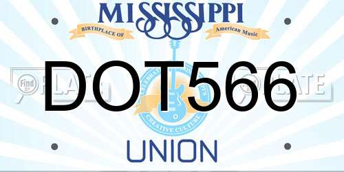 DOT566 Mississippi License Plate