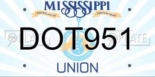 DOT951 Mississippi License Plate