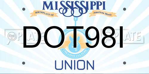 DOT98I Mississippi License Plate