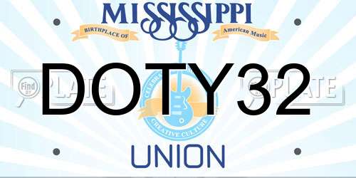 DOTY32 Mississippi License Plate