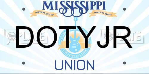 DOTYJR Mississippi License Plate
