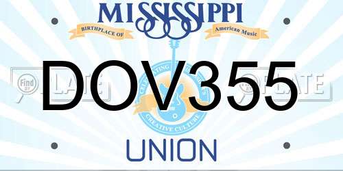 DOV355 Mississippi License Plate