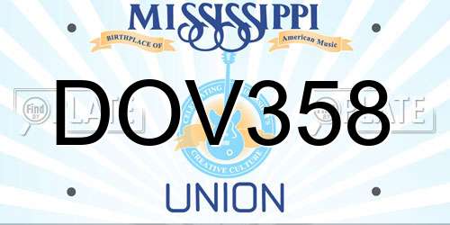 DOV358 Mississippi License Plate